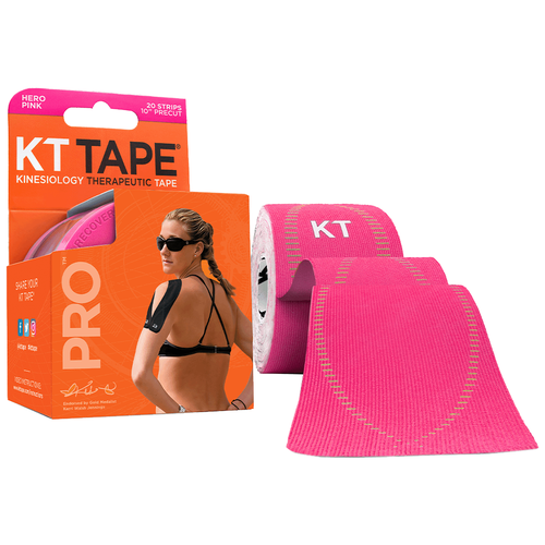 фото Кинезио тейп kt tape pro precut (20х25см). преднарезанные. цвет розовый