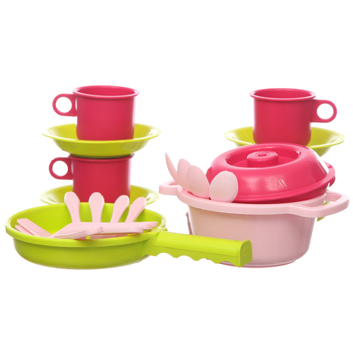 фото Набор посуды росигрушка настенька 9316 розовый/салатовый