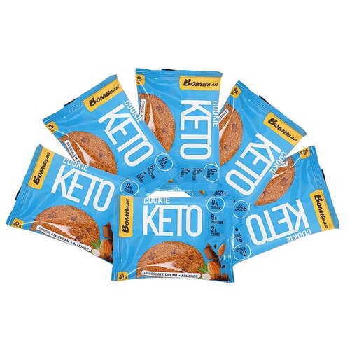 фото Печенье keto cookie, 6шт по 40г (шоколадный крем и миндаль) bombbar