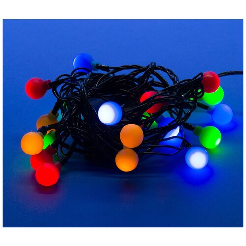 фото Гирлянды мультишарики с контроллером uniel «разноцветные шарики», 100 светодиодов, 8 м, разноцветная, ip20, провод зеленый