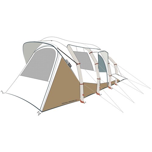фото Палатка надувная для кемпинга 6-местная 3-комнатная air seconds 6.3 f&b, quechua х декатлон decathlon