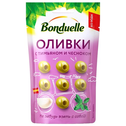 фото Bonduelle оливки в масле с тимьяном и чесноком, 70 г