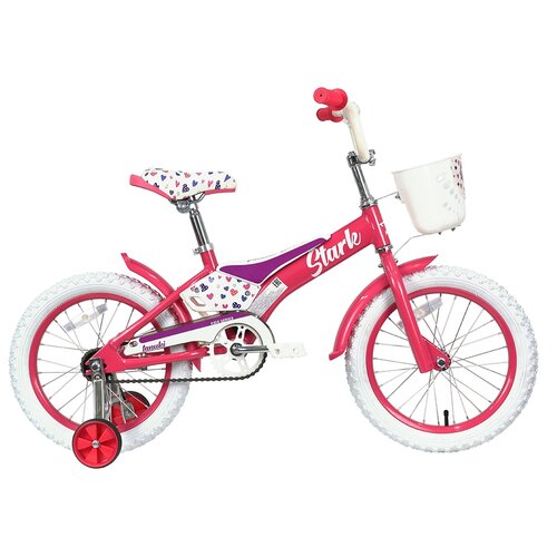 фото Детский велосипед stark tanuki 16 girl (2021) розовый/фиолетовый (требует финальной сборки)