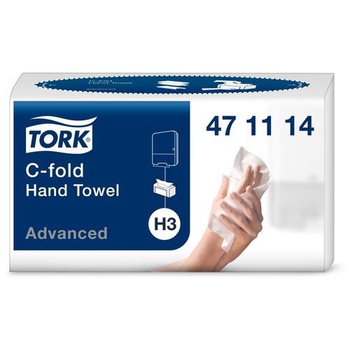 фото Полотенца бумажные для держателя 2-слойные tork н3 advanced singlefold, листовые c-сложения, 1 пачка 120 листов (471114)