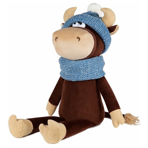 фото Мягкая игрушка, бычок василий в шарфе и шапке, 23 см maxitoys luxury mt-mrt022005-23