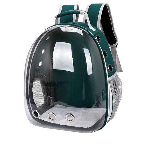 фото Панорамный рюкзак для переноски домашних питомцев, зелёный mister box