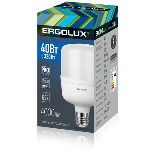 фото Ergolux led-hw-40w-e27-6k серия pro (эл.лампа светодиодная 40вт e27 6500к 150-260в)