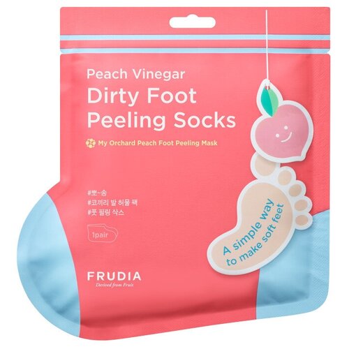 фото Frudia маска-носочки для педикюра с ароматом персика 40 г пакет