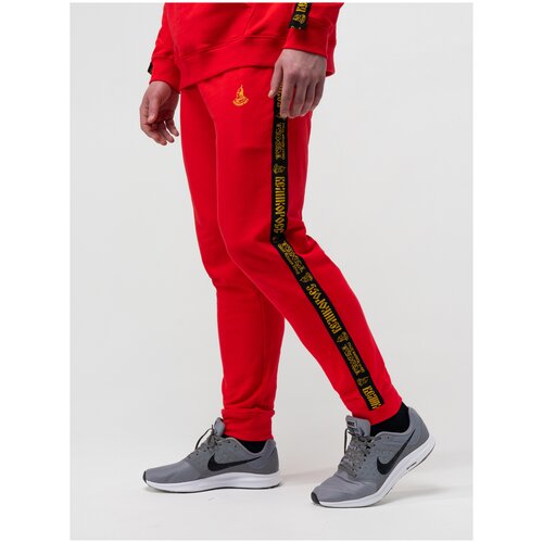 фото Спортивные штаны великоросс красного цвета с лампасами, с манжетами (4xl/58)