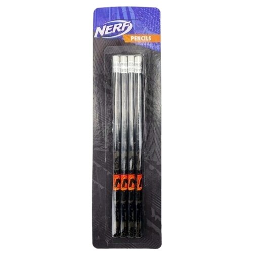 фото Nerf набор карандашей чернографитных с ластиком hb, 4 шт. (063007004-17) черный