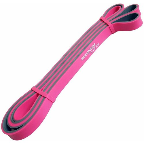 фото Эспандер - резиновая петля двухцветная magnum, нагрузка 3-20 кг, серо-розовый