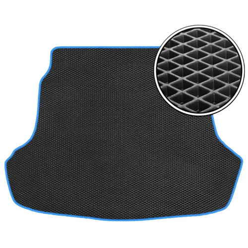 фото Автомобильный коврик в багажник ева skoda rapid 2014 - 2020 (багажник) (седан) (синий кант) vicecar