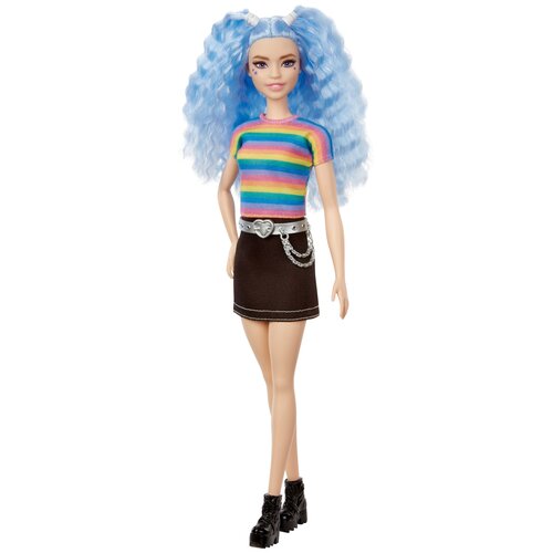 фото Кукла barbie игра с модой, 29 см, fbr37 голубые волосы футболка в полоску