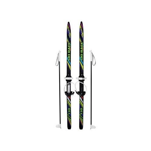 фото Детский набор для катания на лыжах: лыжи 130 см с креплениями, лыжные палки ski race130-100 ase-sport