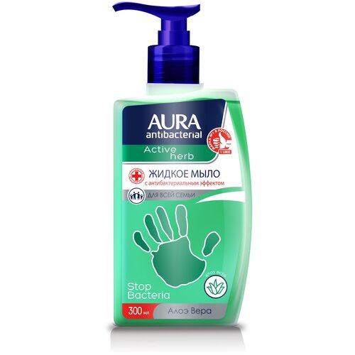 Антибактериальное жидкое мыло для рук AURA алоэ, 300 мл