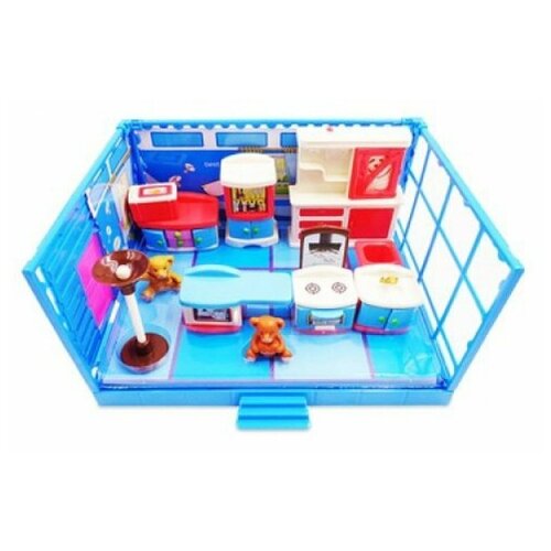 фото Игровой набор abtoys счастливые друзья модульная комната кухня с мебелью и фигурками животных, 12 предметов, в коробке китай