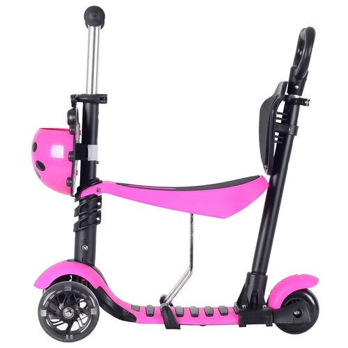фото Самокат-беговел black aqua mg023d с ручкой со светящими колёса, цвет розовый blackaqua