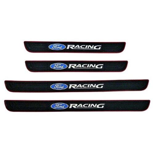 фото Резиновые накладки на пороги ford racing дл.52/37 см, ш.4 см универсальные headway