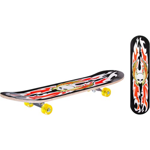 фото Скейтборд детский деревянный. черный/красный с принтом. арт. it106670 игротрейд