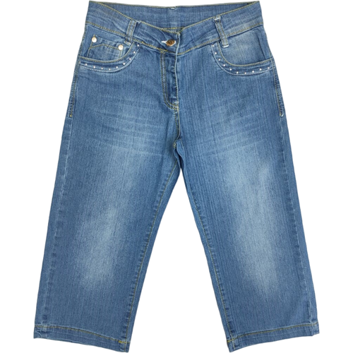 фото Бриджи джинсовые для девочки. цвет синий. je rindo. размер 152