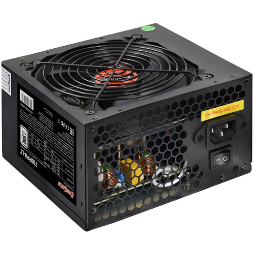 фото Exegate ex282048rus блок питания 700w 700pph-lt, 80+, rtl, atx, black, apfc, 12cm, 24p, 4+4 p, 5 sata, 3 ide