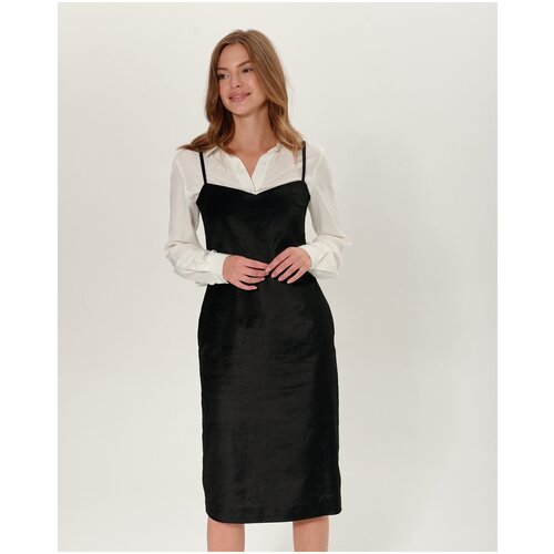 фото Платье-комбинация danya, полуприлегающее, миди, открытая спина, подкладка, карманы, размер 44, черный