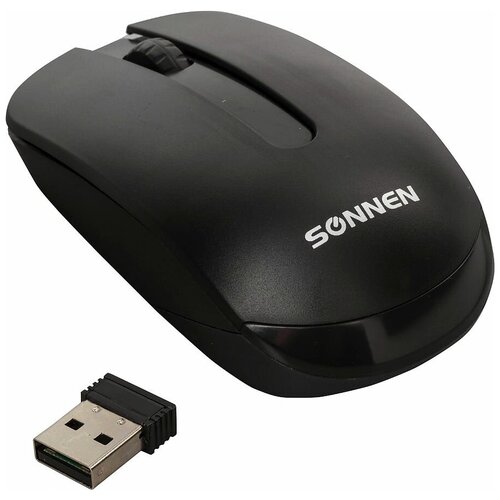 фото Мышь беспроводная sonnen m-3032, usb, 1200 dpi, 2 кнопки + 1 колесо-кнопка, оптическая, черная, 512640