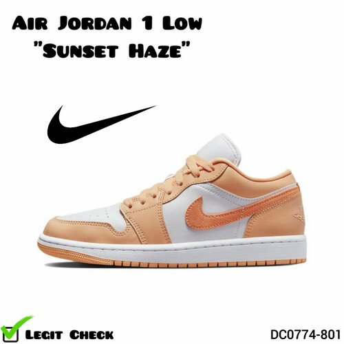 фото Кроссовки nike air jordan 1 low, размер 38,5 eu, оранжевый, белый