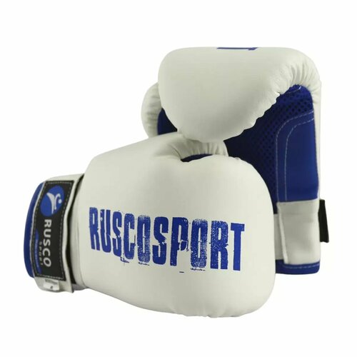 фото Перчатки боксерские ruscosport бело-синий 6 oz (унций) rusco sport