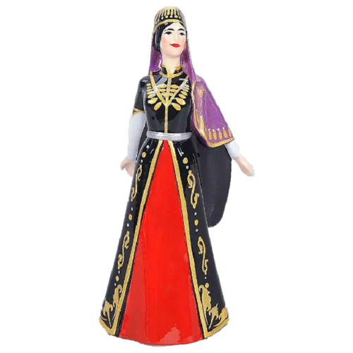 фото Интерьерная статуэтка кавказская девушка в черном платье (малая) пс, 17см, цвет, ручная роспись vernissage of history