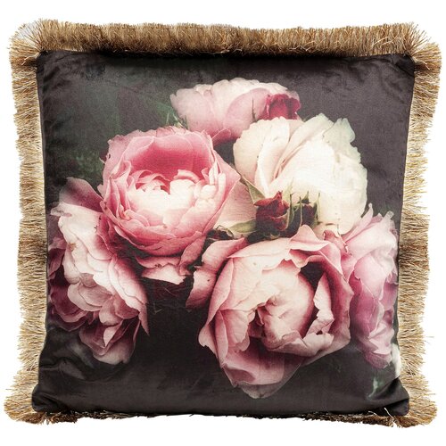 фото Kare design подушка roses, коллекция "розы" 45*45*15, полиэстер, черный