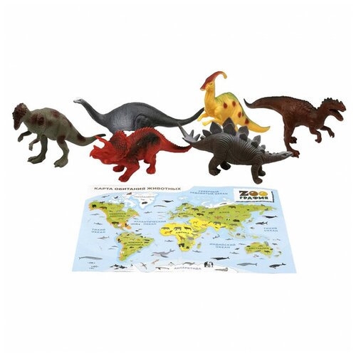 фото Игровой набор s+s динозавры с картой обитания внутри 6 шт zooграфия s+s s+s toys