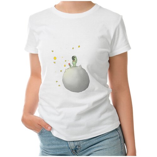 фото Женская футболка «маленький принц космонавт» (2xl, белый) roly