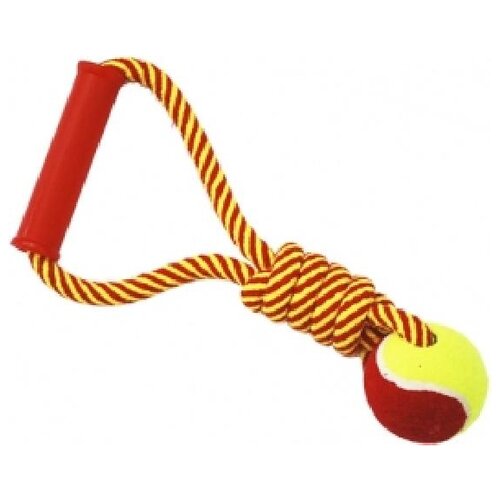 фото №1 гр 874 игрушка для собак грейфер веревка плетеная с мячом и ручкой 30см n1