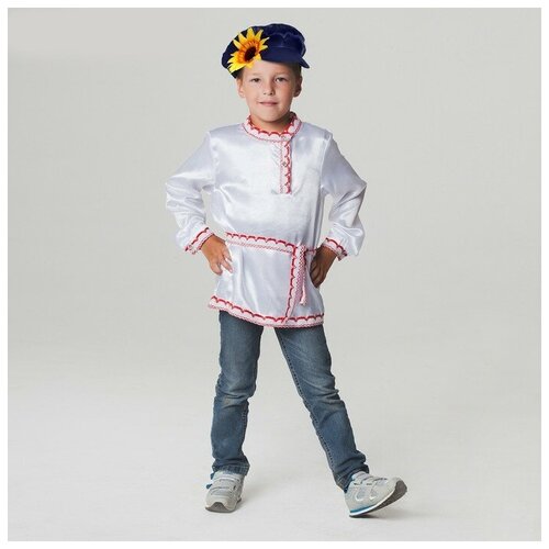 фото Русский народный костюм для мальчика, рубаха + картуз, р-р 30, рост 110-116 см страна карнавалия