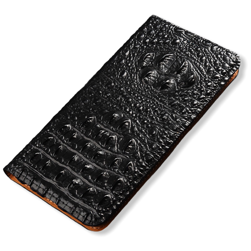 фото Чехол-книжка mypads premium для xiaomi mi 11 из натуральной кожи с объёмным 3d рельефом спинки кожи крокодила роскошный эксклюзивный черный
