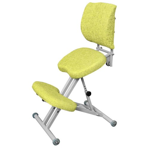 фото Эргономичный коленный стул "олимп" ск-2-1 (тонкие сидения) нежный лайм на серой раме
