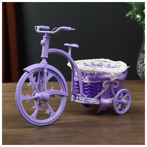 фото Корзина декоративная "велосипед фиолетовый с круглым кашпо" 18х25х12 см сима-ленд