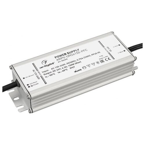 фото Блок питания arpv-uh24150-pfc (24v, 6.3a, 150w) (arl, ip67 металл) arlight