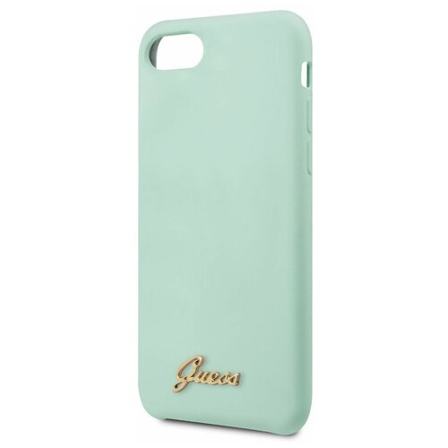 фото Чехол guess для iphone 7/8/se 2020 silicone collection gold metal logo hard mint green