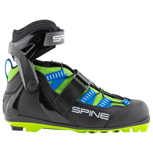 фото Ботинки для беговых лыж spine skiroll skate pro 7 синий/черный/салатовый, р. 45