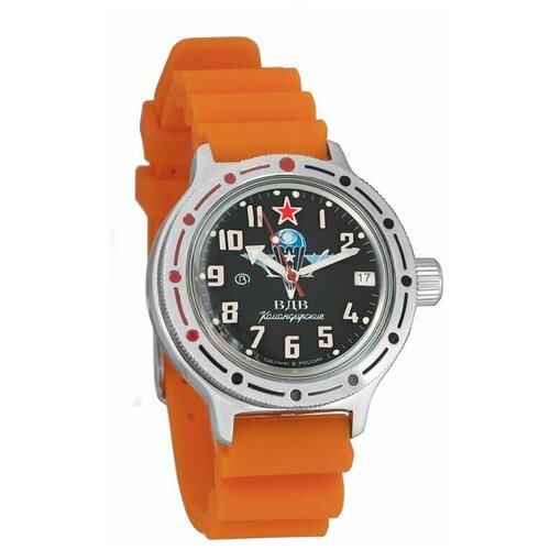 фото Часы мужские механические восток амфибия 420288 с автоподзаводом (резина оранжевая)