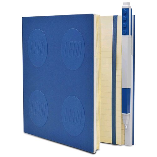 фото 52257 книга для записей (158х158мм., 176 листов, линейка, 150х152мм.), с синей гелевой ручкой (толщина линии 0,70 мм.) lego - locking notebook