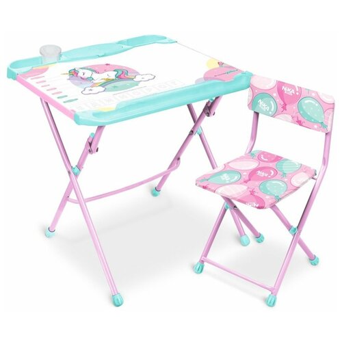 фото Комплект детской мебели nika наши детки единорог кнд5-м/1, стол с двухсторонним пеналом + стул