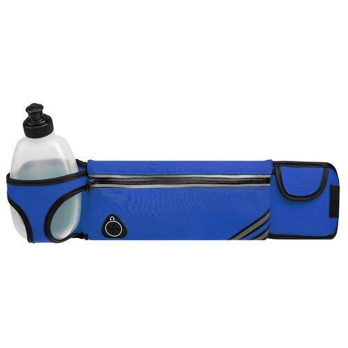 фото Сумка спортивная на пояс 45х9 см с бутылкой 15х8х3 см, 2 кармана, цвет синий 4135233 onlitop