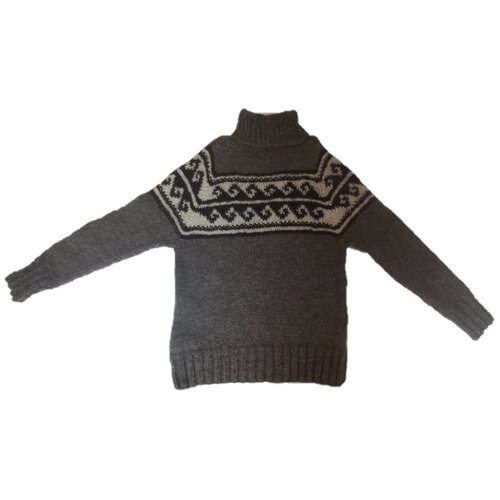 фото Теплый вязанный свитер ручной работы из натуральной овечьей шерсти мамонтенок