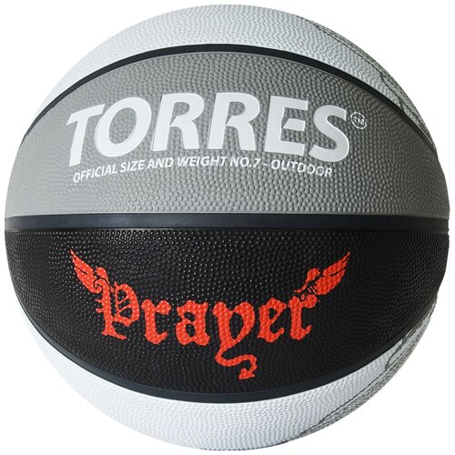 фото Мяч баскетбольный torres prayer b02057, размер 7, резина, серо-черный