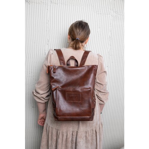 фото Стильный рюкзак из натуральной кожи, коричневый нет бренда