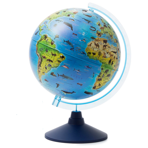фото Интерактивный глобус зоогеографический (детский) 32 см.,с подсветкой от батареек + атлас + vr очки globen