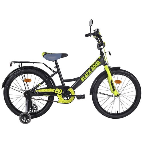 фото Black aqua велосипед двухколесный fishka matt 16" 1s, со светящимися колесами, хаки-лимонный blackaqua
